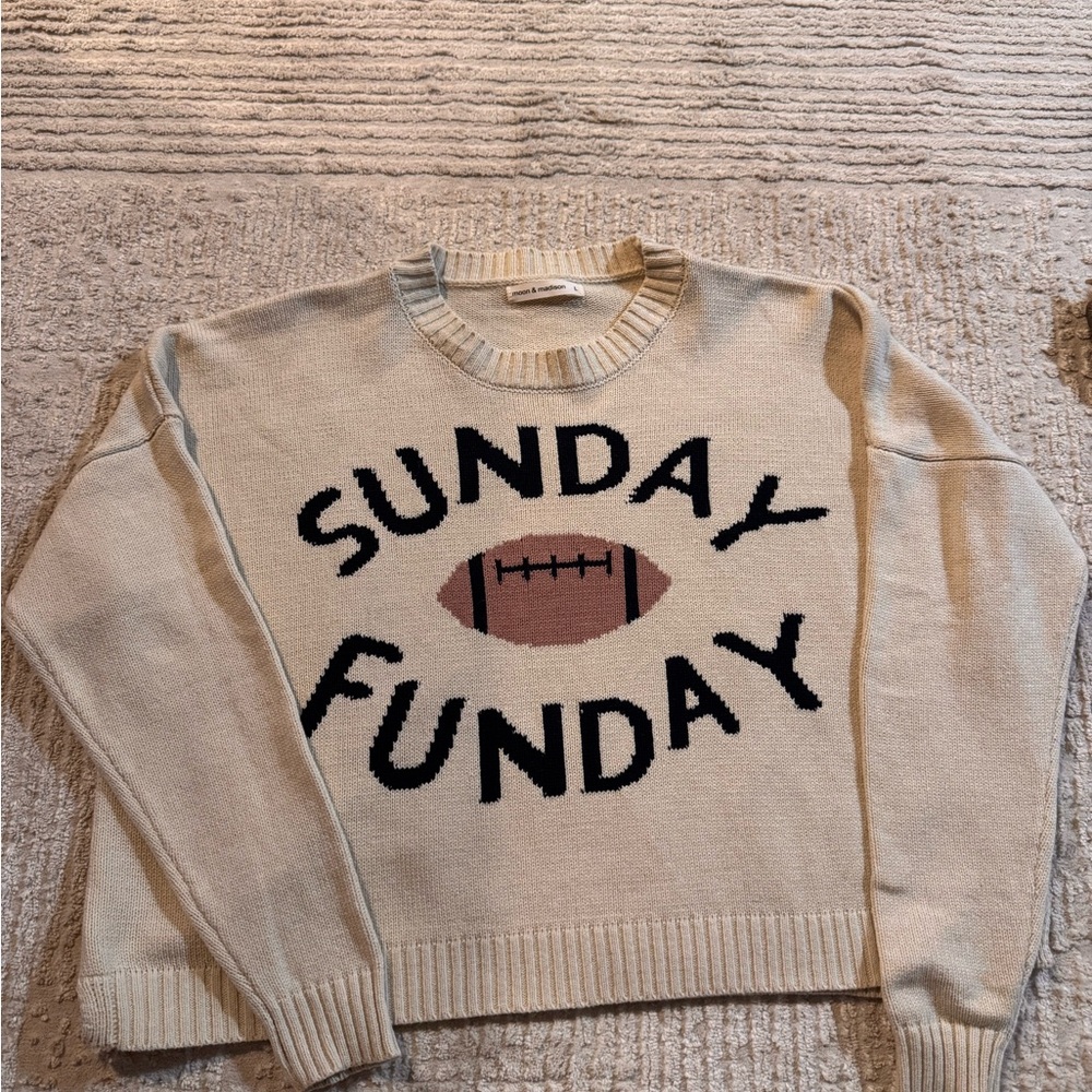 moon & madison Cream Sunday Funday Sweater